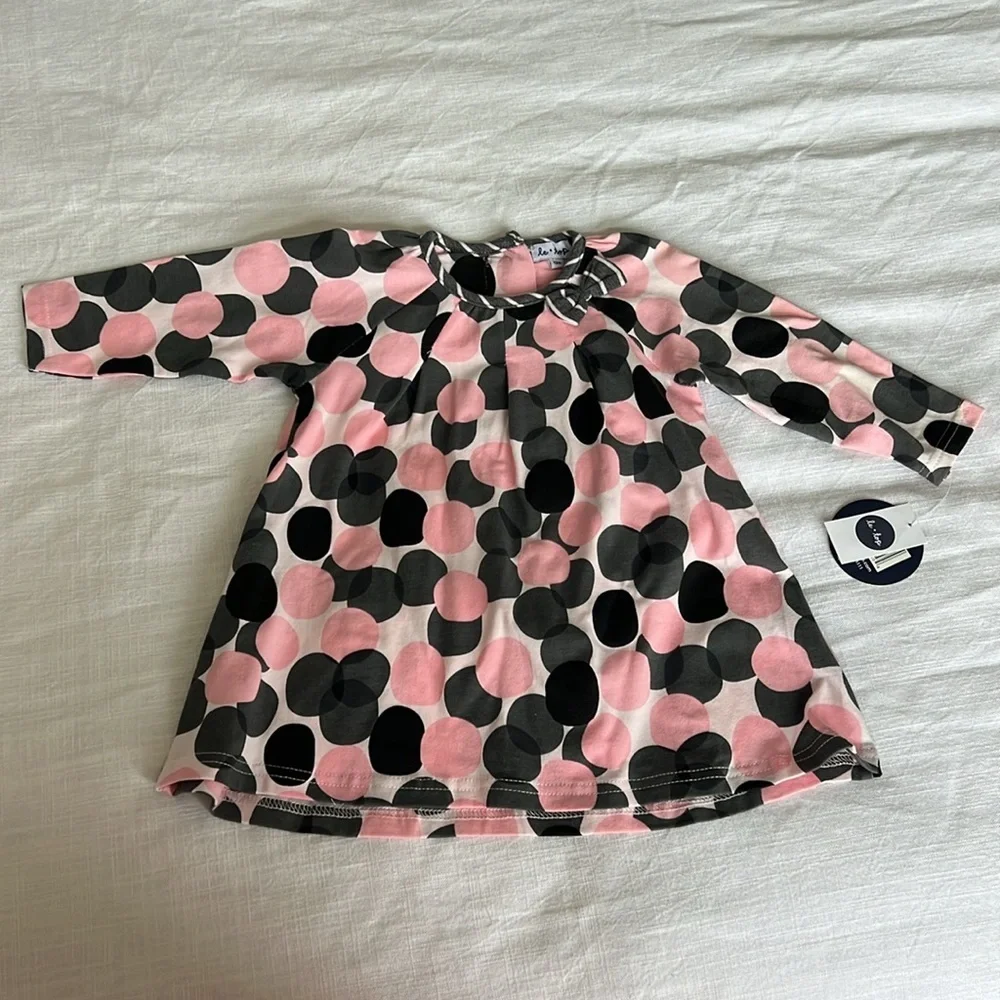 Baby Gap Heart Sweater Dress 6-12M & Le Top Polka Dot Dress 12M Bundle Blue Pink